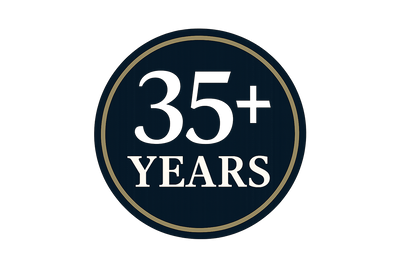 generate a circle logo that say "35+ Years"